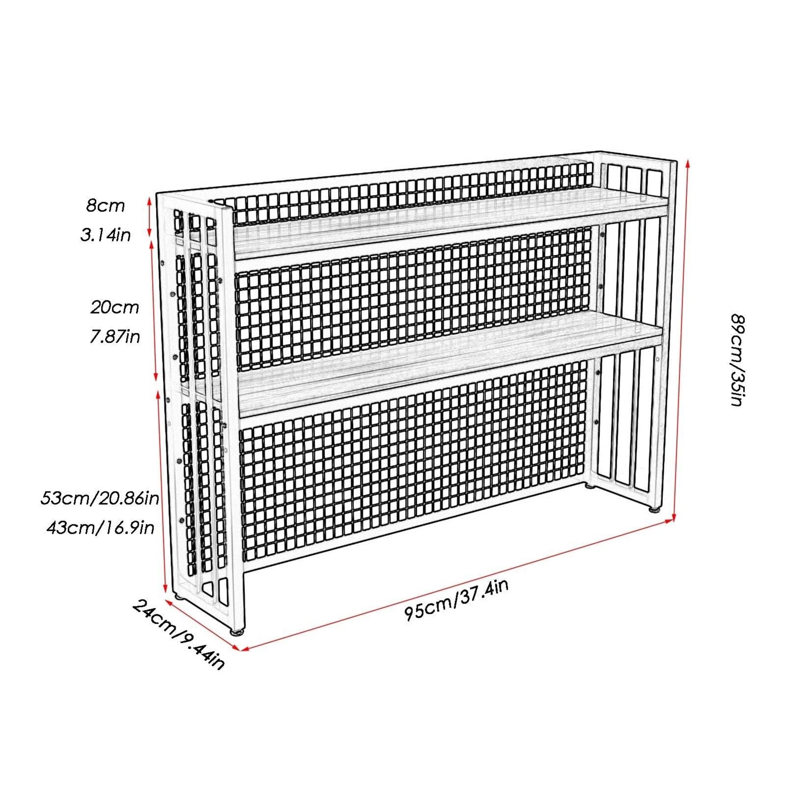 Scaffale per Ufficio a 3 Strati, Scaffale per Organizzatore da Scrivania, Organizzatore per Desktop da Ufficio con Pannello Traforato, Allungabile, per Camera da Letto/Ufficio