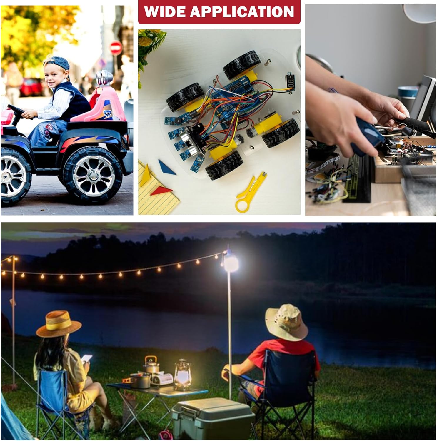 2Pcs Power Wheel Adapter for Bauer 20V Battery Dock Power Connector with Switch& Fuse&14 AWG Wire& Wire Terminals,Power Convertor Power to DIY RC Trucks,RC Toys,Robotics,Led Lights - Image 6