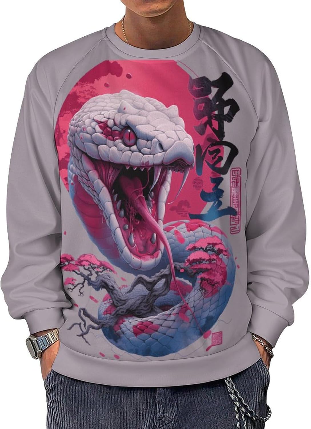 Japanese Art Dragon Print Hoodies for Men Y2K Long Sleeve Novelty Retro Streetwear Cool Workout Sweatshirt