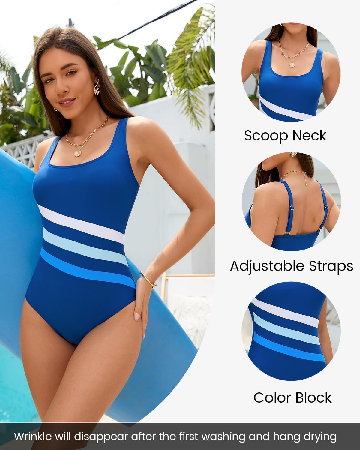 Womens One Piece Swimsuits Athletic Bathing Suit Full Coverage Sport Swimwear Slimming Modest Swim Suits - Image 5