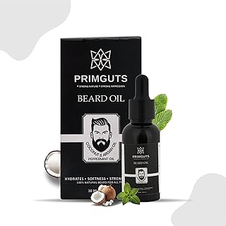 PRIMGUTS Beard Oil For Men - Natural Beard Growth Oil With Argan, coconut, Almond & Peppermint Oil - Soft, Thick & Healthy Price In India