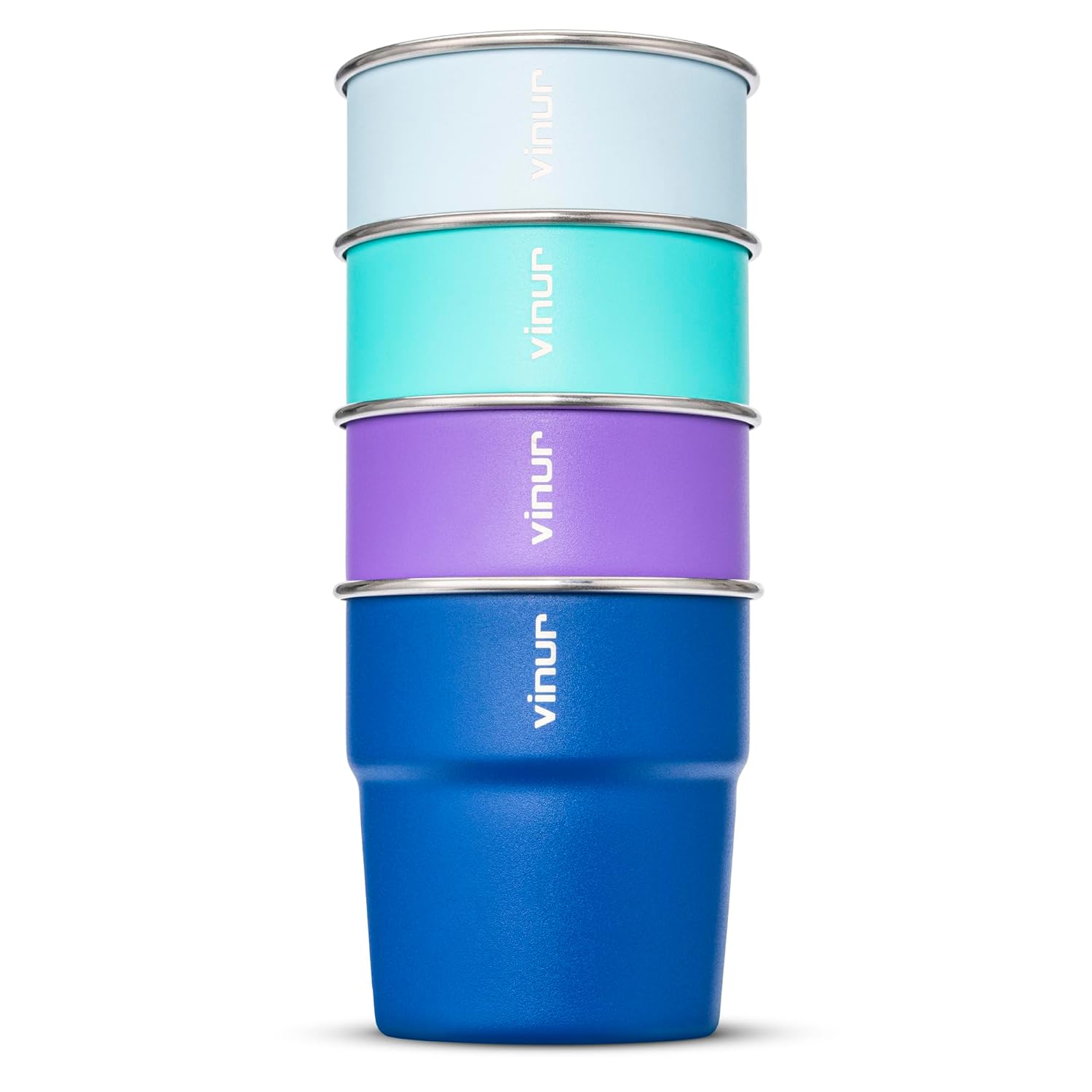 VINUR 8 oz Stainless Steel Cups Tumbler Stackable Metal Drinking Glasses for Travel Camping Outdoors 4 Pack Baby