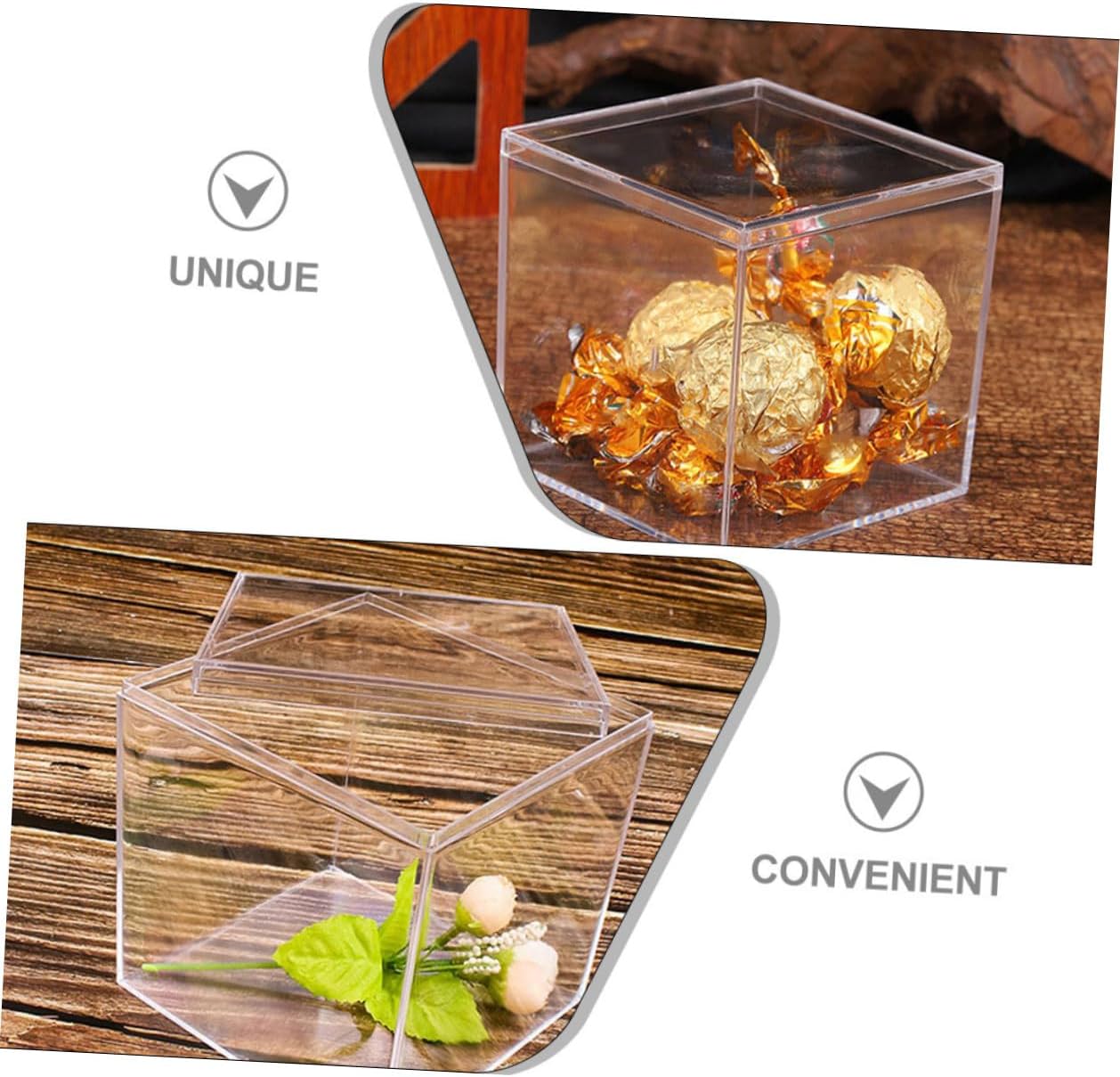 Zerodeko 14pcs Acrylic Candy Boxes with Lid 210ml Square Storage Containers for Jewelry and Party Favors Valentine’s Day Packaging