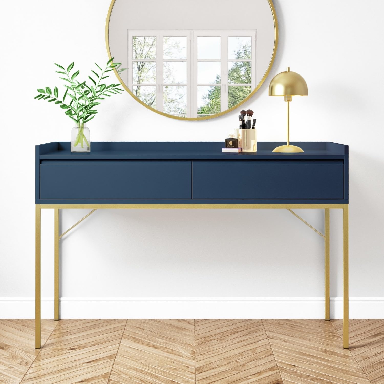 Navy Blue Modern Dressing Table with 2 Drawers-image-38