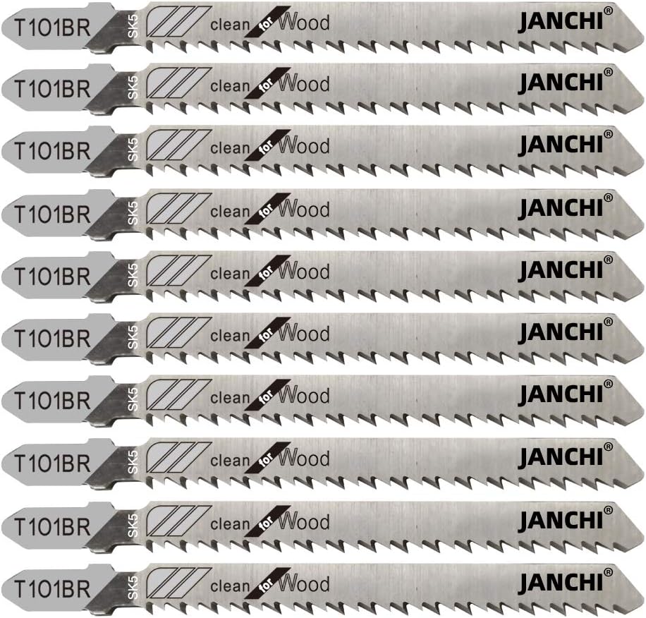 50Pack T101BR T-Shank Contractor Jig Saw Blades - 4 Inch 10 TPI Jigsaw Blades Set- Made for High Speed Carbon Steel, Clean and Precise Straight Cutting Wood Boards PVC Plastic