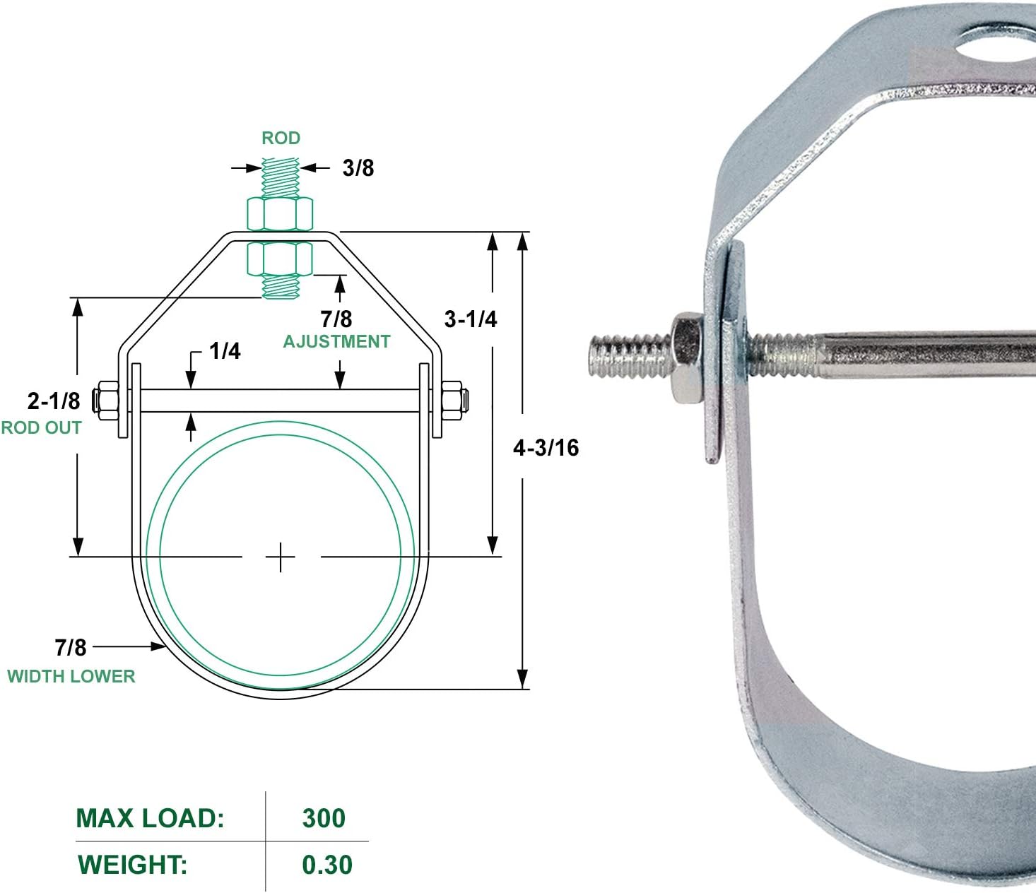 Highcraft IDM-HF02-10 Clevis Hanger, Light Duty Electro Galvanized Steel, 2 in. 10 Pack