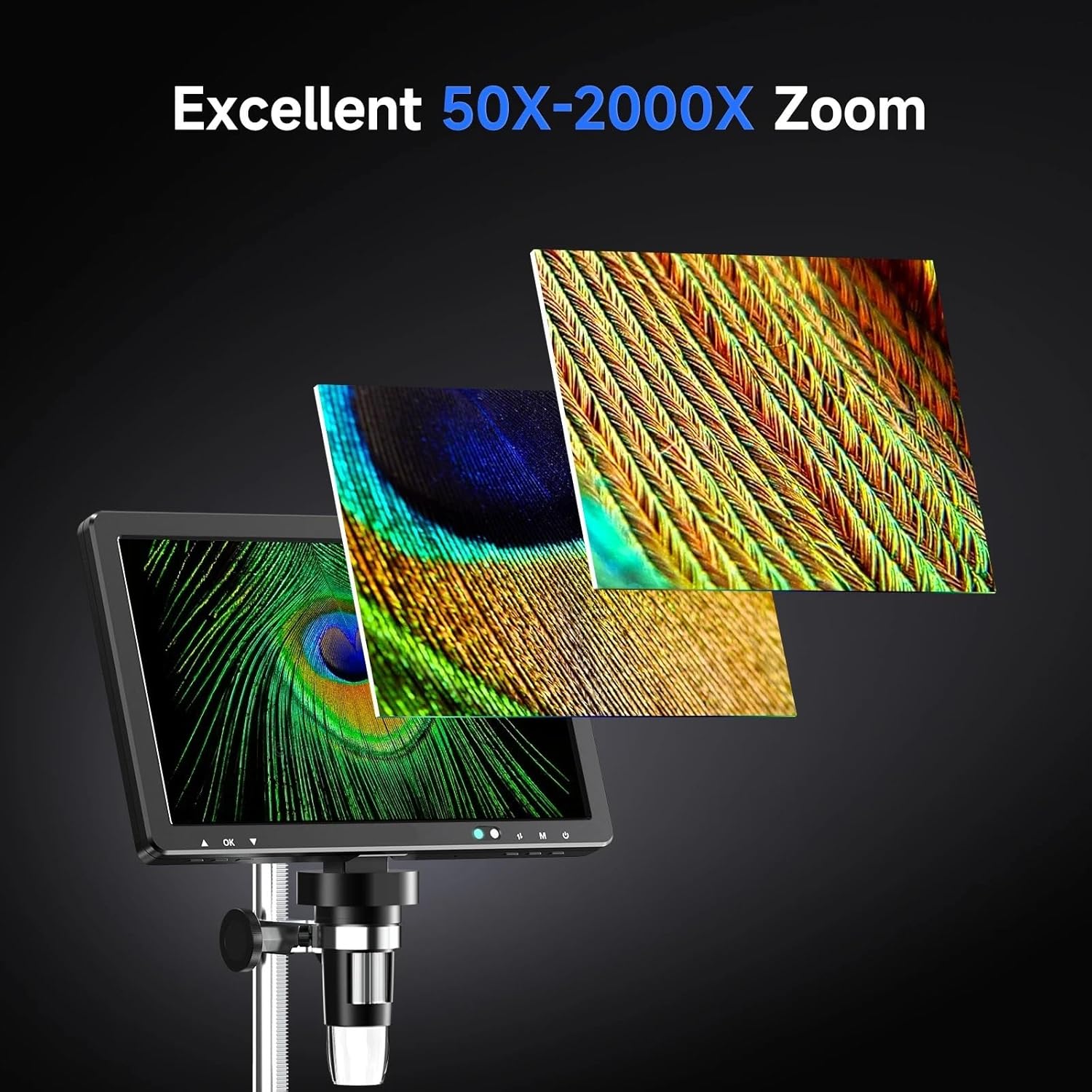 Digital Microscope. 10.1インチ HDMI デジタル顕微鏡 2000倍 コイン型 LED 付き 20MP はん 9インチ液晶  デジタル顕微鏡 倍率1000倍コイン顕微鏡 12MPカメラ付き 大人用マイクロ溶接顕微鏡 有線リモコン Windows/Mac OS対応 - K&F  Concept Digital Microscope. 10.1インチ ...