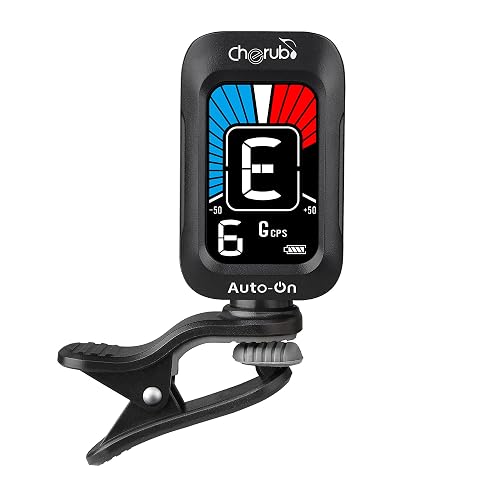 Cherub WST-645 Rechargeable Clip-on Guitar Tune, Large Colored LCD Display,