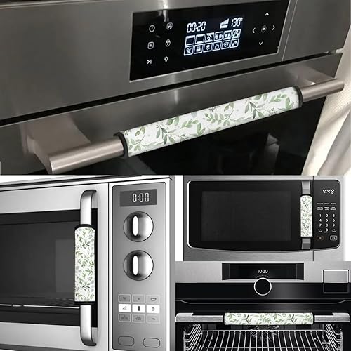 Vista 46 de 6 fundas lavables para manijas de puerta de refrigerador, protector antideslizante para nevera, horno, lavavajillas, mantener alejadas de huellas