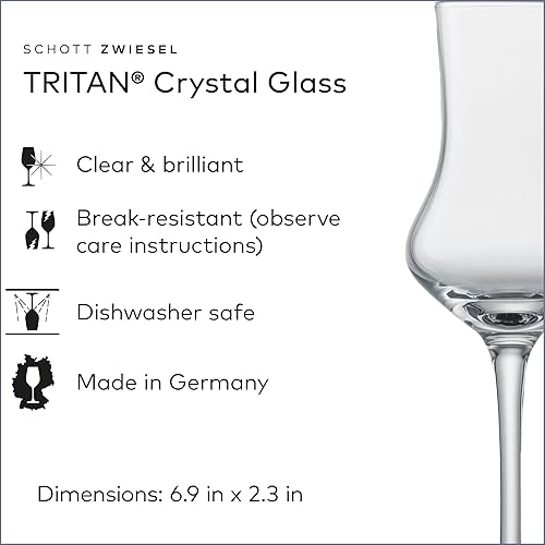 Miniatura 2 de SCHOTT ZWIESEL Classico Grappa Glass (juego de 6), vasos de chupito con tallo, vasos de cristal Tritan aptos para lavavajillas, fabricados en