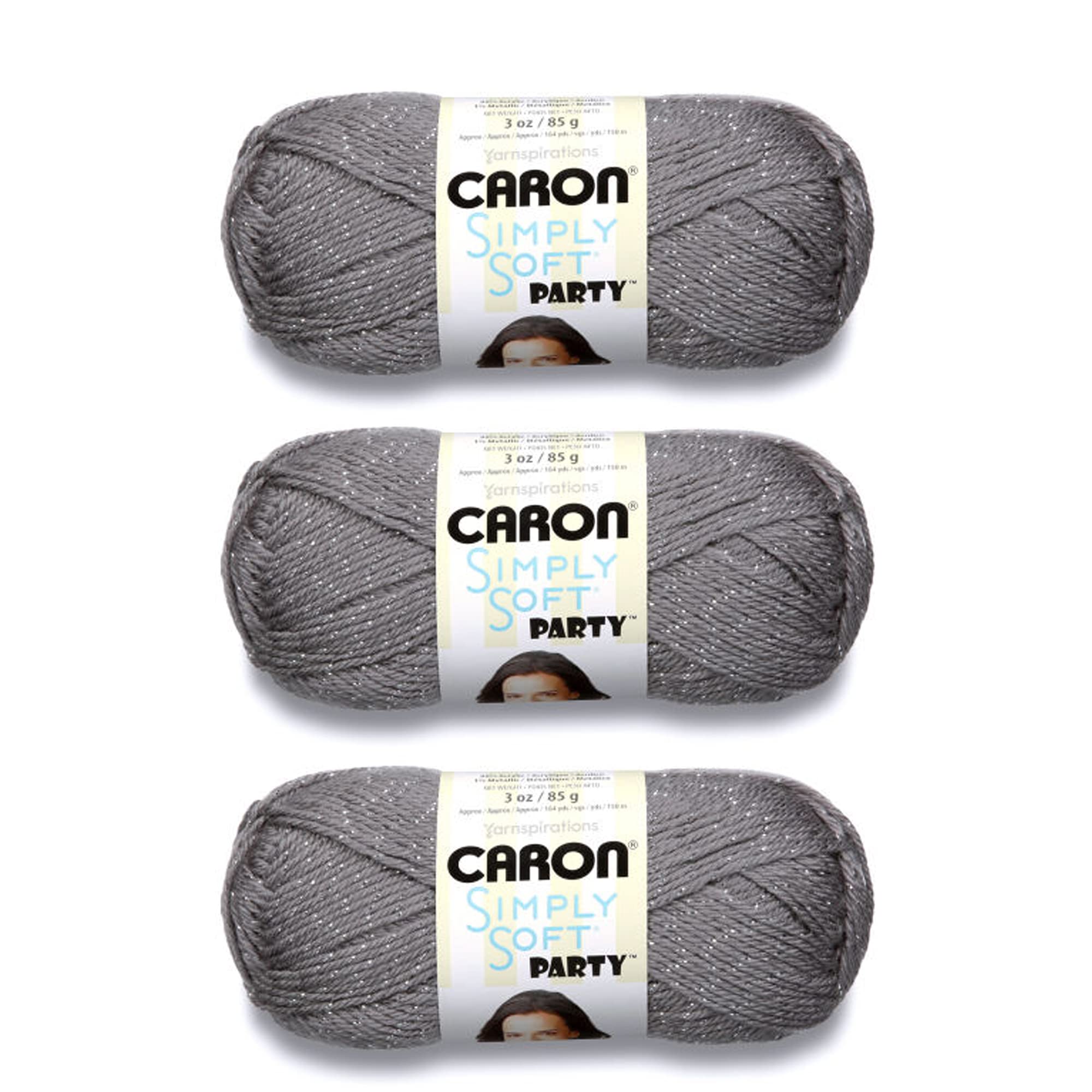 Simply Soft Party Platinum Sparkle Yarn - 3 Pack of 85g/3oz - Acrylic - 4 Medium (Worsted) - 164 Yards - Knitting, Crocheting & Crafts