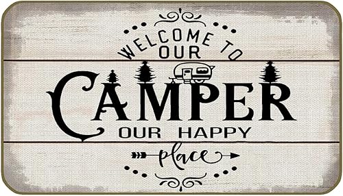 UINHMOP Felpudo decorativo de 17 x 30 pulgadas, divertido tapete decorativo para campamento, decoración de granja para el hogar, puerta delantera,