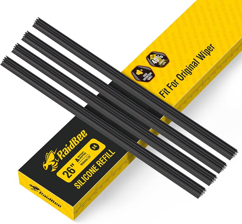 Refil de palheta do limpador de para-brisa em silicone RaidBee 26" – Kit com 4 unidades