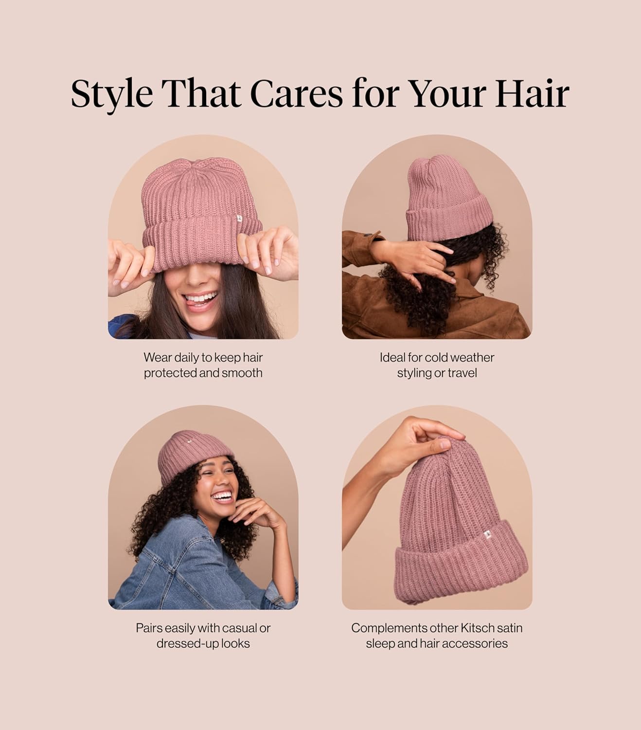 Kitsch Glazey™ Satin Lined Beanie for Men and Women – Cozy Winter Hats for Men - Stylish Anti-Frizz Hat for All Hair Types - Image 6