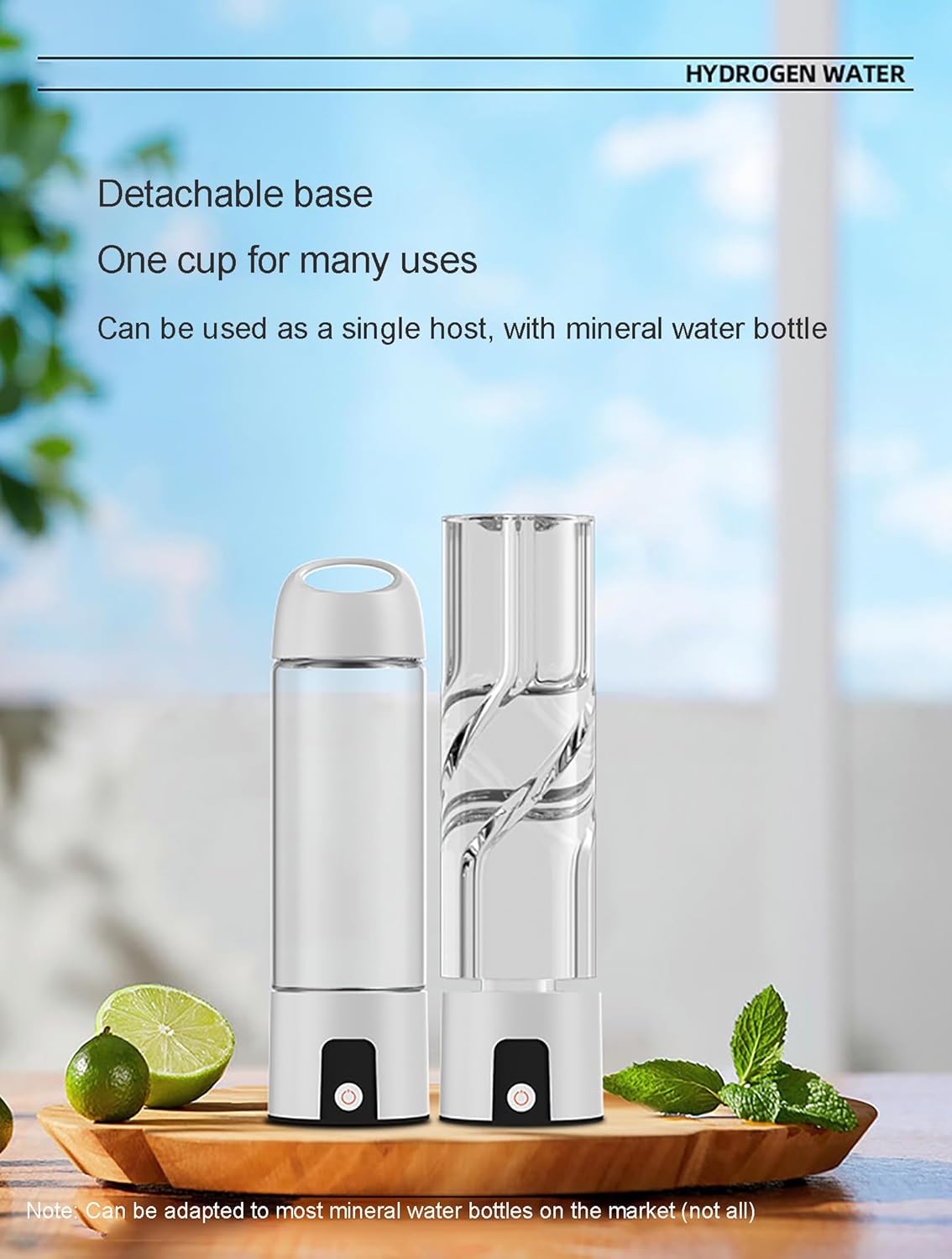 2 in 1 Hydrogen Water Bottle, Portable SPE Technology Water Ionizer Machine, 3 Min Quick Electrolysis, 220 ml, Suitable for Home, Office, Travel