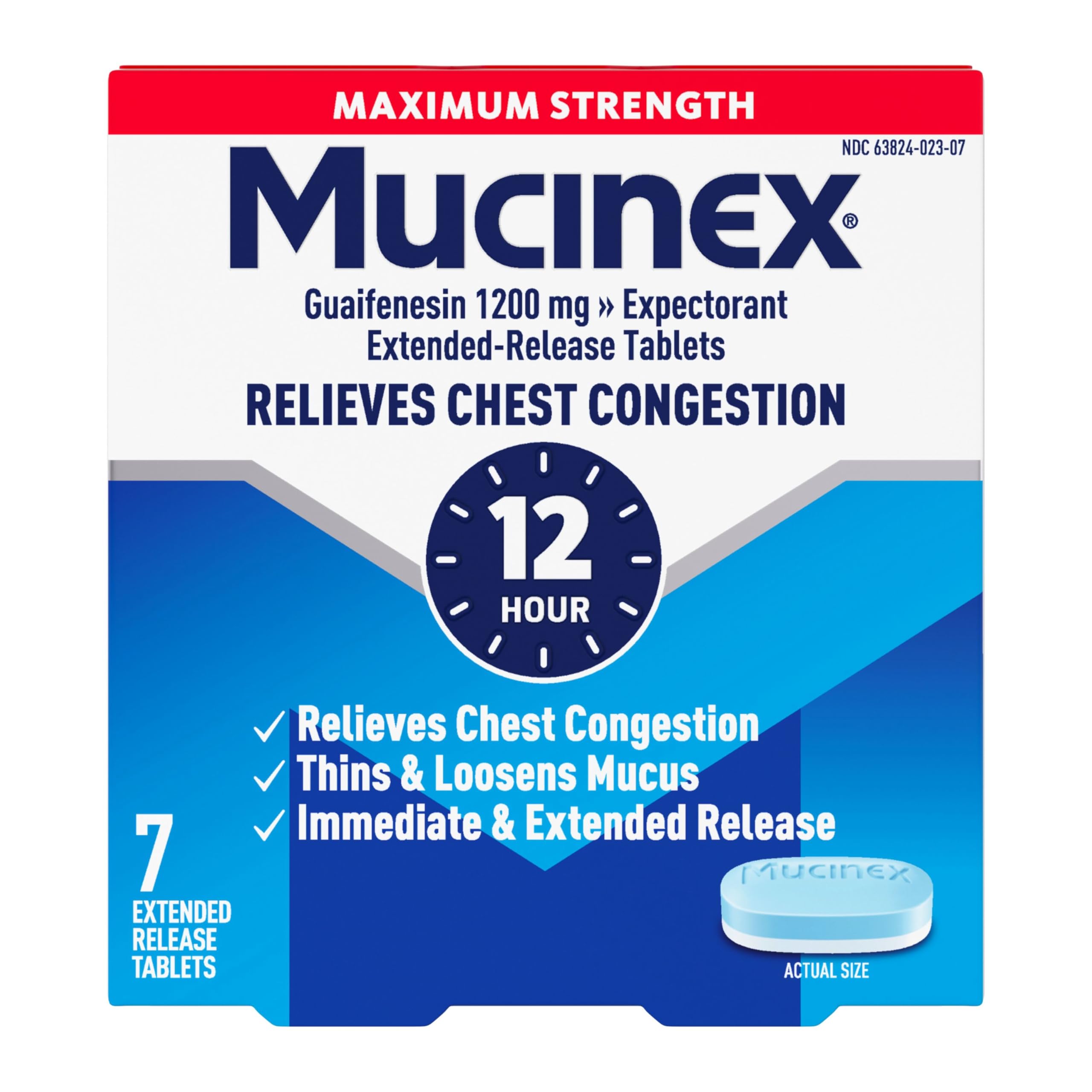 12 Hr Max Strength Chest Congestion Expectorant Tablets, 7 Count