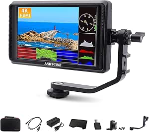 ANDYCINE A6 V2 6 Inch HDMI Field Monitor 1920x1080 Camera Fiedl Monitor Bundle with 4k HDMI in/Out Tilt Arm, Power Output, Battery &amp; Carry Case Included