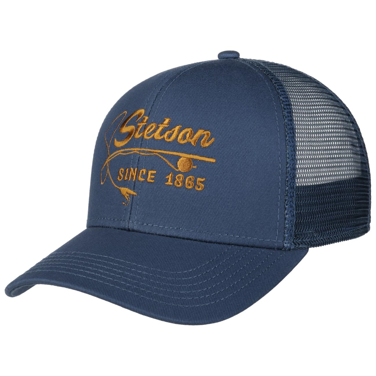 Stetson Madison Trucker Cap Snapback Fishing Rod Cotton Mesh Baseball Men Summer Winter Blue