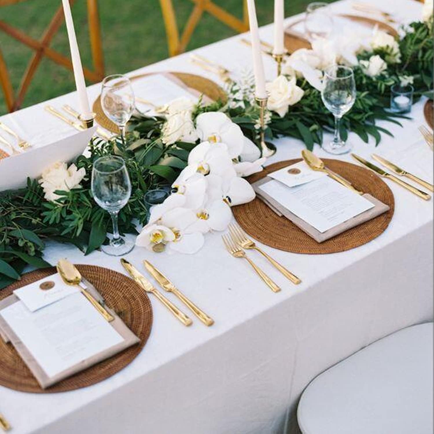 10Packs White Table Cloth Rectangle,Polyester Table Cloth, Wrinkle Resistant Washable Polyester Table Cover for Wedding Dining Table Buffet Parties and Camping. (White, 60 x 102 Inch 10Pack)
