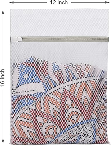 Miniatura 5 de 3 bolsas de lavandería duraderas de malla de panal de abeja, bolsas reutilizables para lavar a máquina para prendas delicadas de 12 x 16 pulgadas (3