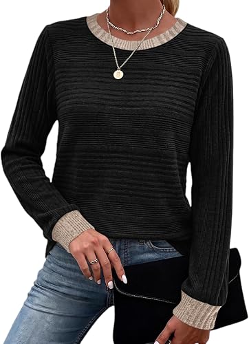 Womens Long Sleeve Tops Fall Boho Outfits Crewneck Shirts Winter Clothing