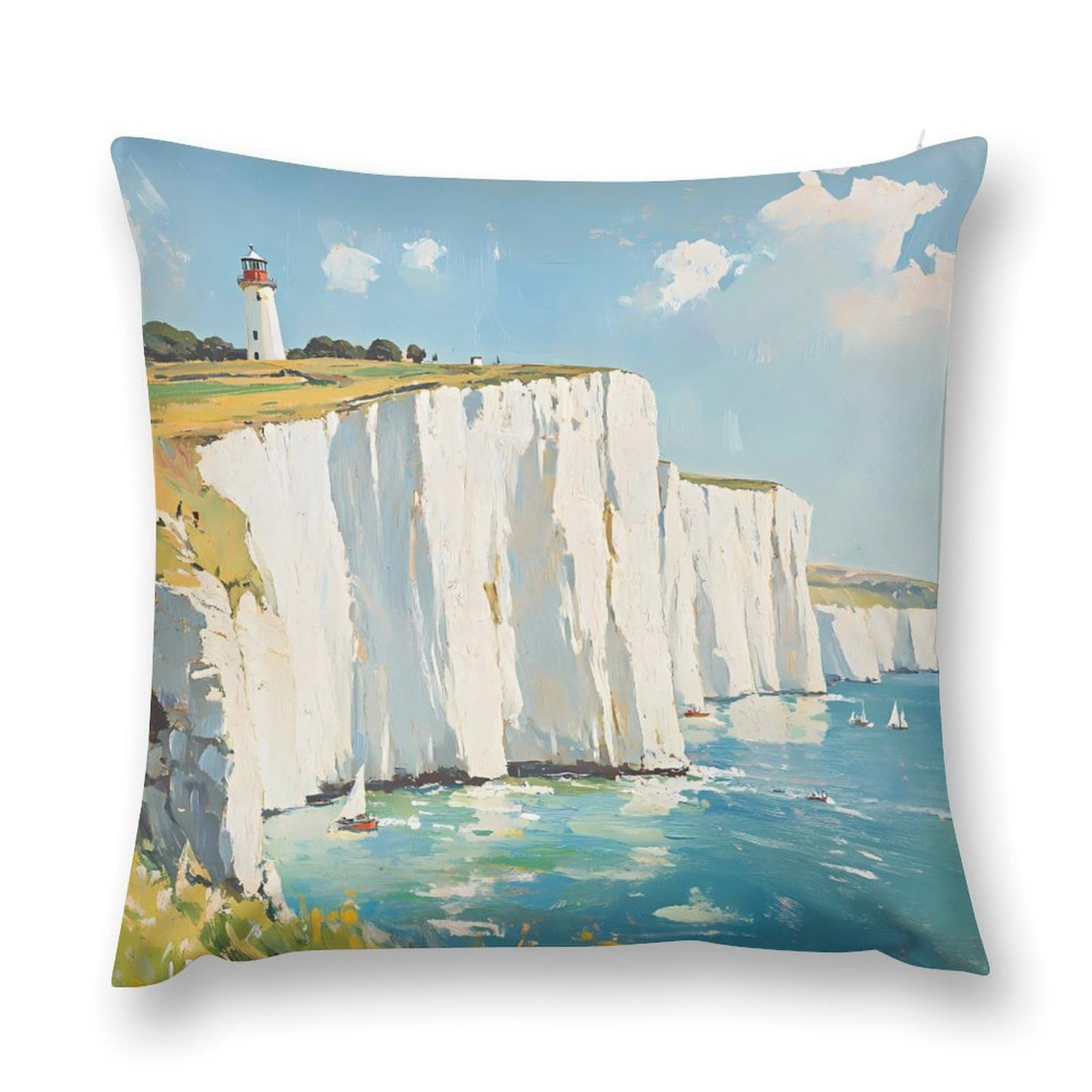 The White Cliffs of Dover Decorative Throw Pillow Covers Plush Cushion Protect Case for Sofa Bedroom 22 