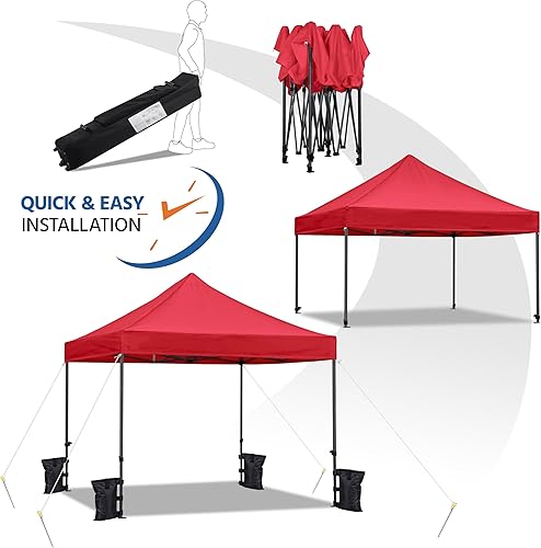 Miniatura 7 de Yaheetech Tienda de campaña, toldo comercial instantáneo resistente, toldo ajustable impermeable 500D con bolsa de transporte con ruedas, 4 bolsas