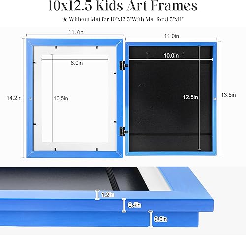 Miniatura 263 de [Paquete de 2] Marcos de arte para niños, marcos de arte para niños, de 8.5 x 11 pulgadas, con apertura frontal, intercambiables, marco de Crema