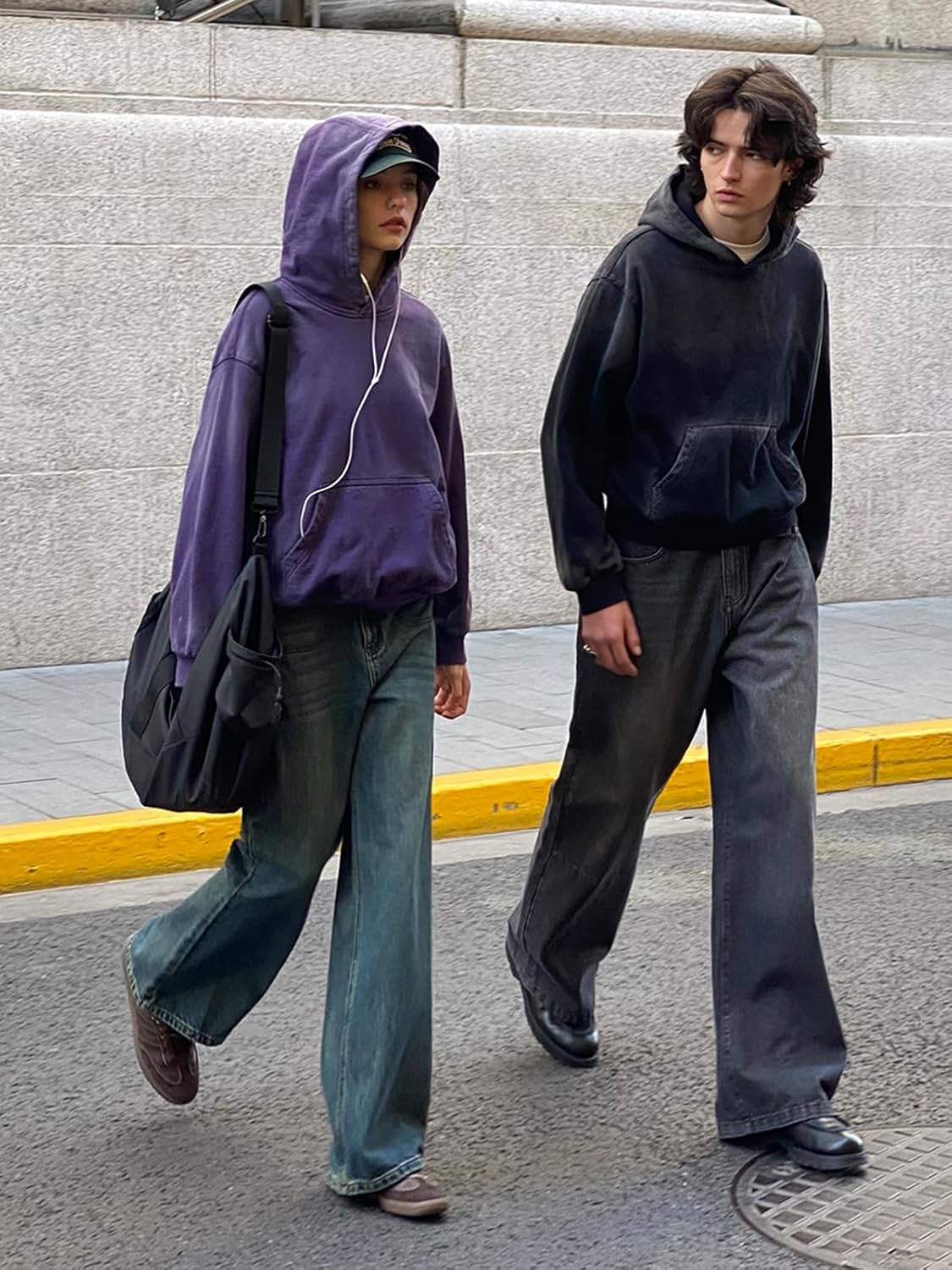 Mens Oversized Hoodies Pullover Women Fall Acid Wash Plain Preppy Hoodie Streetwear Cotton Vintage Hooded Sweatshirt - Image 3