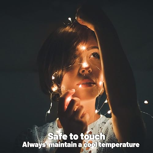 Miniatura 2 de Paquete de 24 luces de hadas que funcionan con pilas, 7 pies, 20 luces LED impermeables de Navidad, alambre plateado, luciérnaga, luna estrellada,