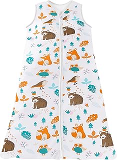Chilsuessy Sommerschlafsack Baby Schlafsack Kleine Kinder Schlafanzug ohne Ärmel für Sommer und Frühling 100% Baumwolle, Waldtiere, 90/Baby Höhe 90-105cm