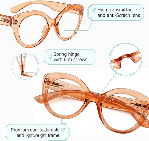 Miniatura 4 de Gafas de lectura redondas para mujer, paquete de 4 lectores grandes para mujer
