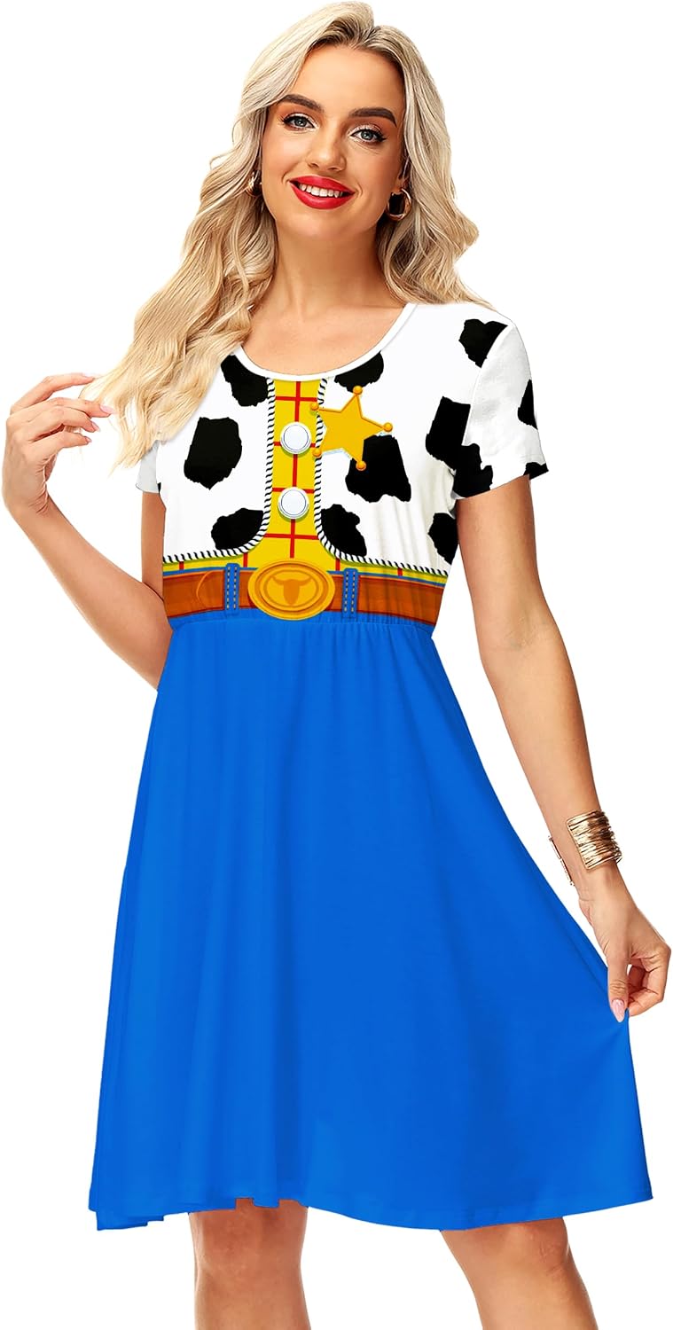 Deerose Halloween Dresses Women Printed Short Sleeve Tunic Dresses image 5