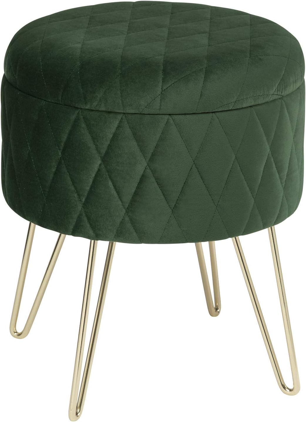 Tabouret Pouf de Coiffeuse - Côtelé Grège