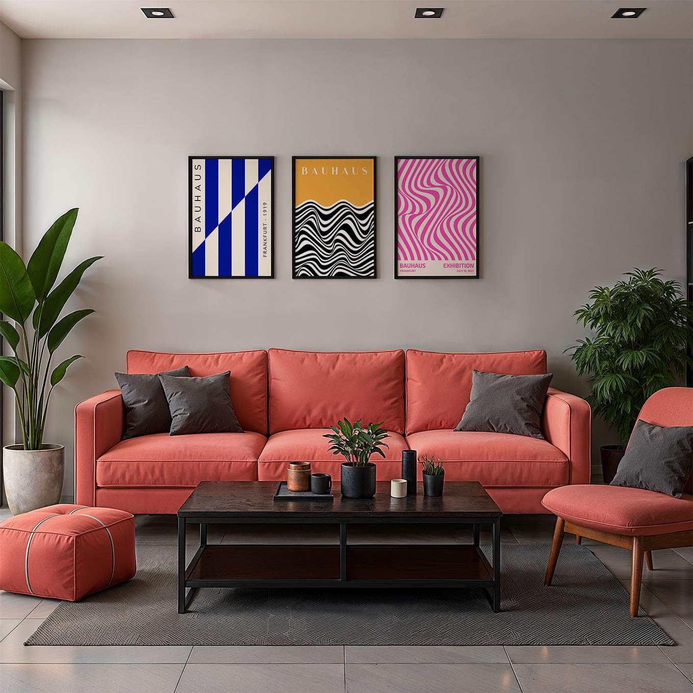 SoulAbiti Geometric Shapes Series set of 3 Framed Wall Print 12x18 inch Black Frame Plexi-Glass Bauhaus Art ready to hang for living room bedroom office decor 1