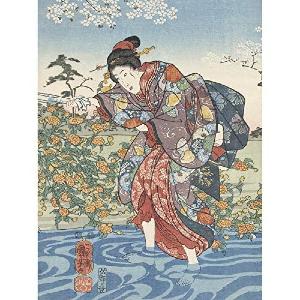 Artery8 Kuniyoshi Ide Tama River Yamashiro Province Art Print Canvas Premium Wall Decor Poster Mural