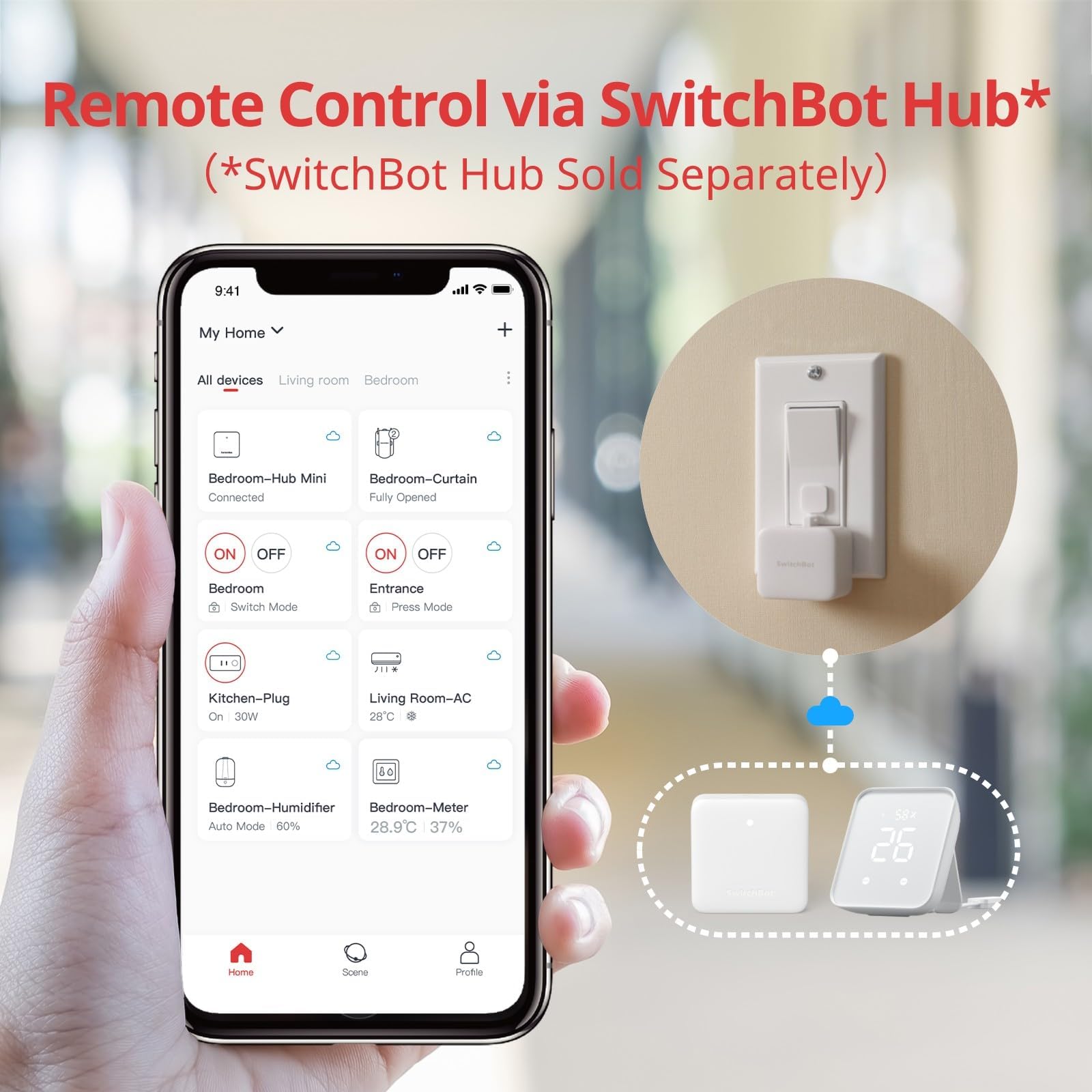 SwitchBot Smart Bluetooth Switch Toggle (Wiederaufladbar) - Fingerbot für Schalter, 1,0kgf, USB-C, App-Timer, fügen Sie Hub hinzu für Alexa, Siri & Matter