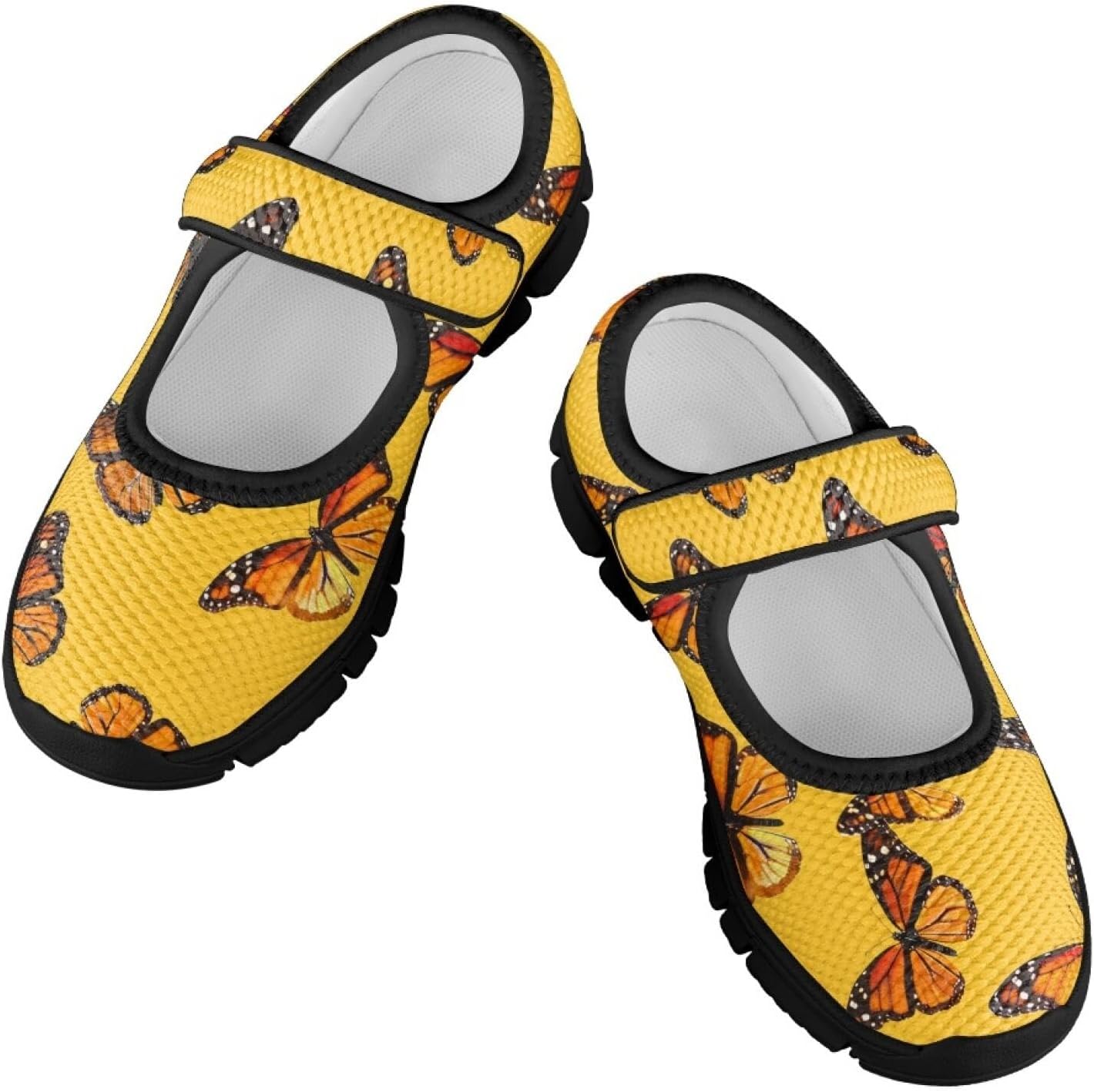 Shoes for Kids Girls Safe Walking Kids Sandals Girls with Hook Loop Cute Graphic Soft and Flexible School Walking Shoes Slip-On Footwear Barefoot Casual Daily Wear Yellow Black