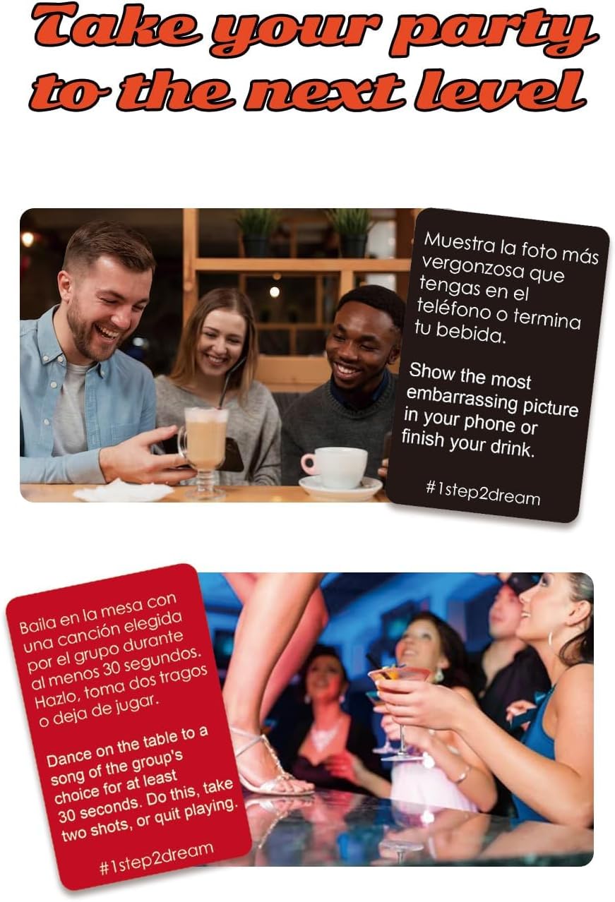 1step2ream Spanish Party Card Game | Interesting Bilingual Board Game at Night