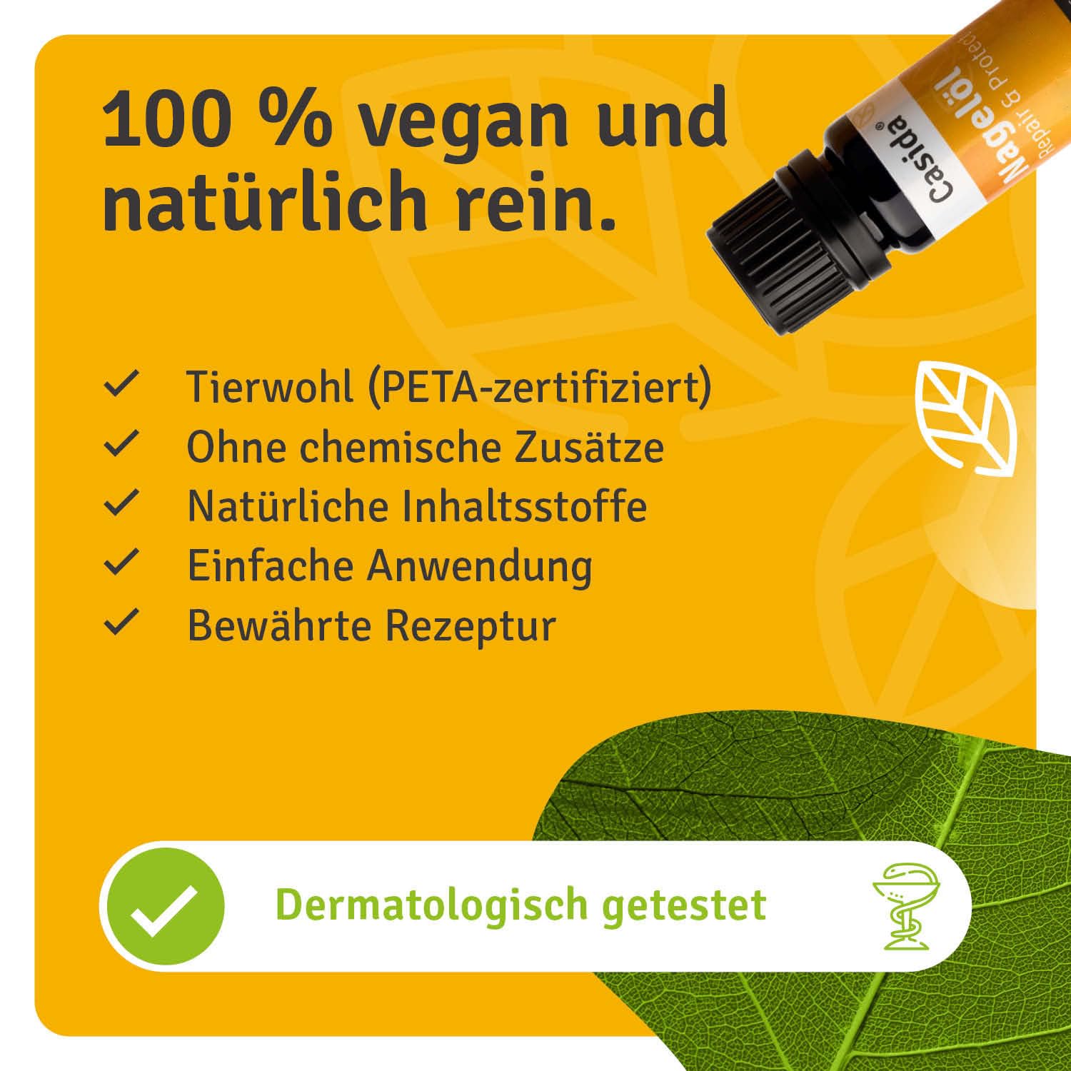 Casida Nagelöl Repair & Protect – Pflegeöl für beanspruchte Nägel – stärkt & regeneriert Finger- & Fußnägel – pflanzlich, ohne chemische Zusätze – mit Teebaumöl & Oregano Öl – Made in Germany- 10ml