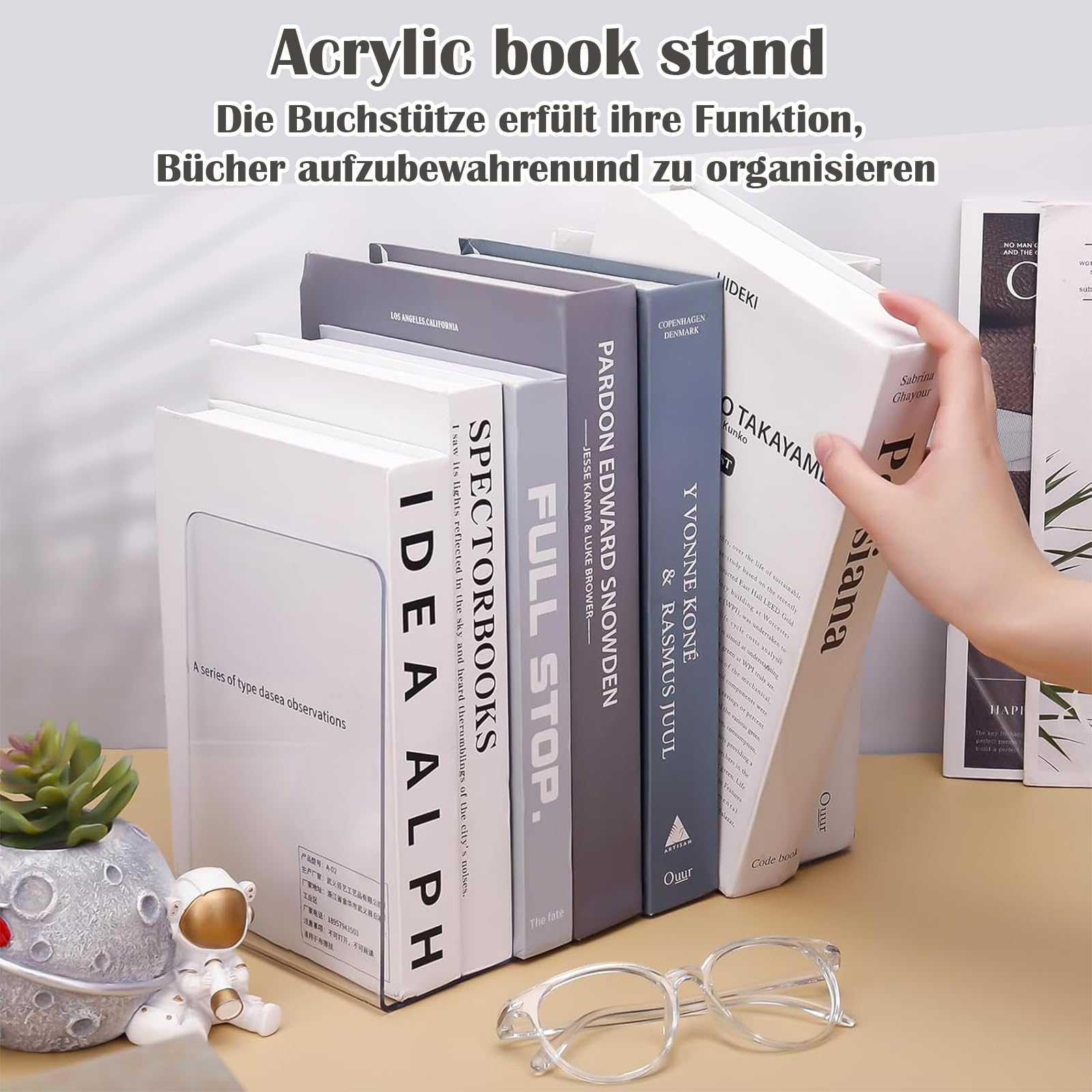 Serre-livres Acrylique Transparent - Lot De 6 - Dimensions 10x10x13 Cm - Pour Ranger Livres, Magazines, Dossiers