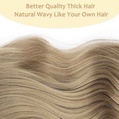 Miniatura 10 de 4 extensiones de cabello sintético ondulado con clip de playa de 20 pulgadas de largo, extensiones de cabello rizado para mujer