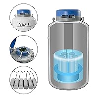 Vista 5 de HFS (R) Tanque de nitrógeno líquido 3L Contenedor criogénico de aleación de aluminio LN2 Dewar con 6 botes y bolsa de transporte (3L)