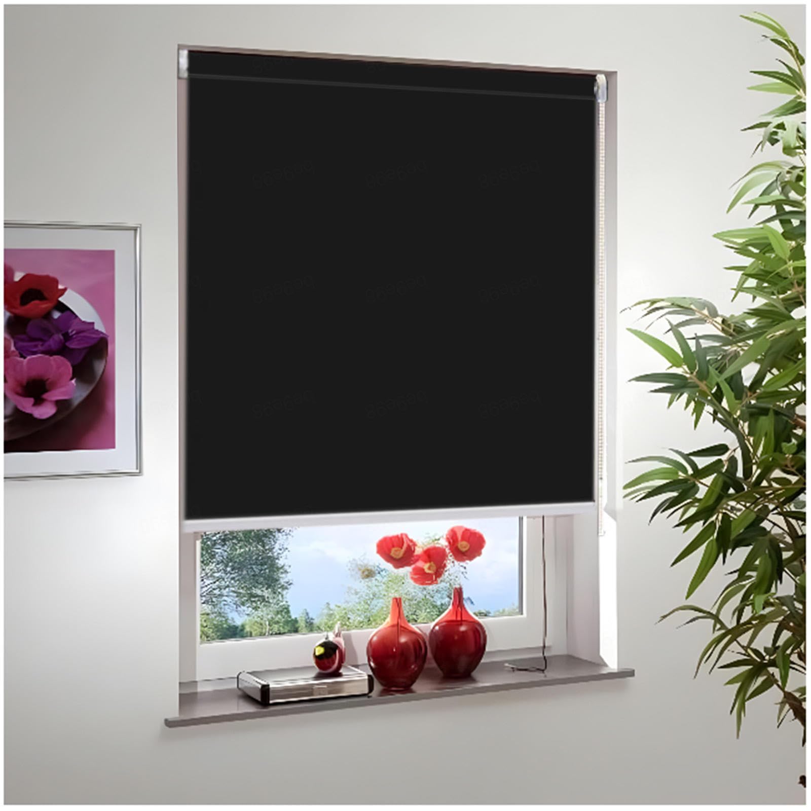 Tende a Rullo Oscuranti 50/65/70/95/100/115/130cm, Tenda Avvolgibile Protezione Solare e Privacy, Tende a Rullo Termiche Per Finestre, Persiane Oscuranti,black-125x185cm/49 * 74in