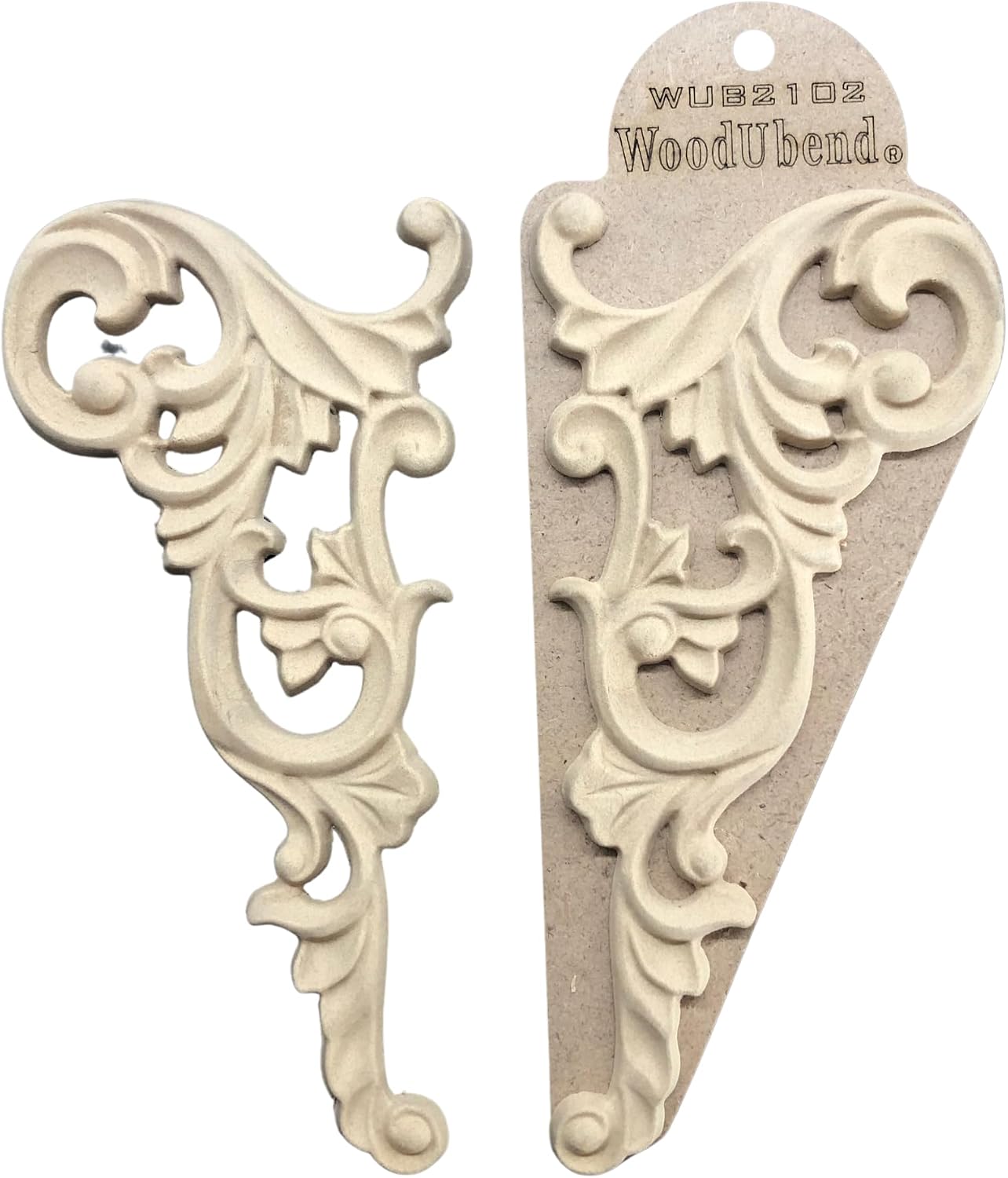 WoodUbend WUB2100 Set of Corner Scrolls Appliques - Heat Bendable & Flexible Wood Onlays 13.8x6.5cm - DIY Craft, Furniture & Home Decor - Easy to Apply & Paint - Versatile, Reusable & Durable Decals