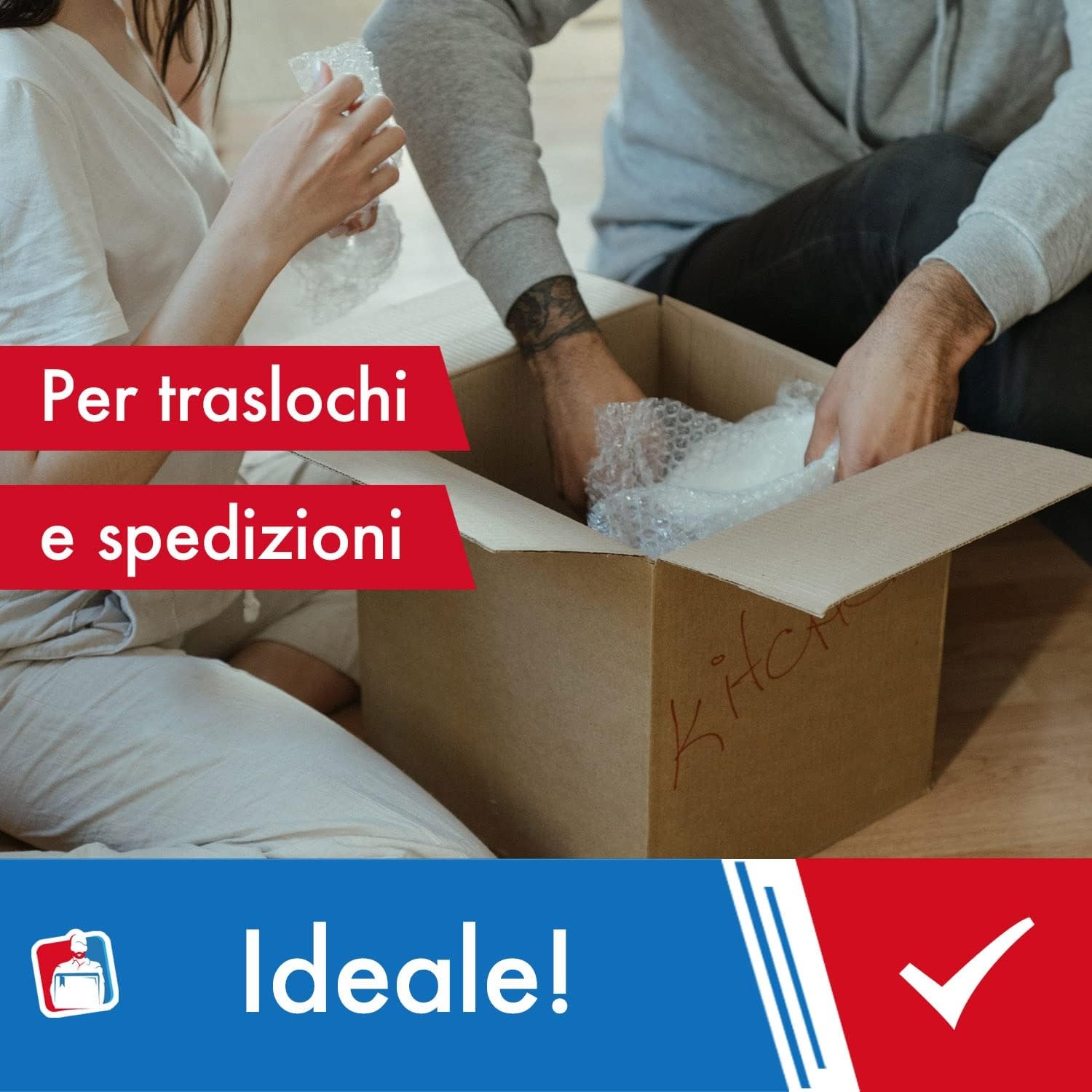 1 × Rotolo di Pluriball 200 m, 115 g/m² – Ideale per Spedizioni, Traslochi e Trasporti. Pellicola Protettiva con Bolle per Protezione Oggetti Fragili pluriball rotolo/A/150