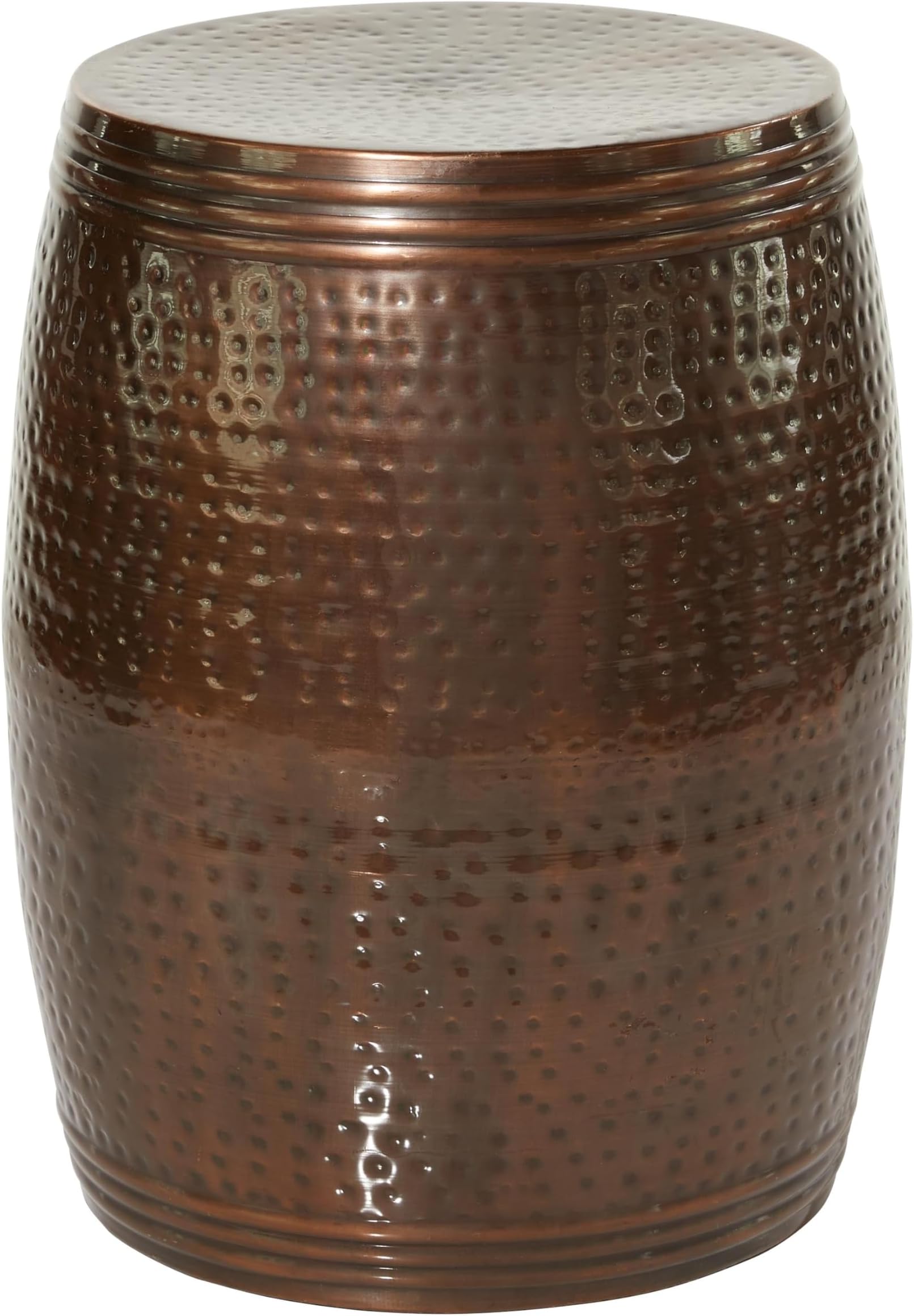 Deco 79 Benzara 31331 Vintage Inspire Metal Bronze Stool, Side Table 14" x 14" x 19", Brown