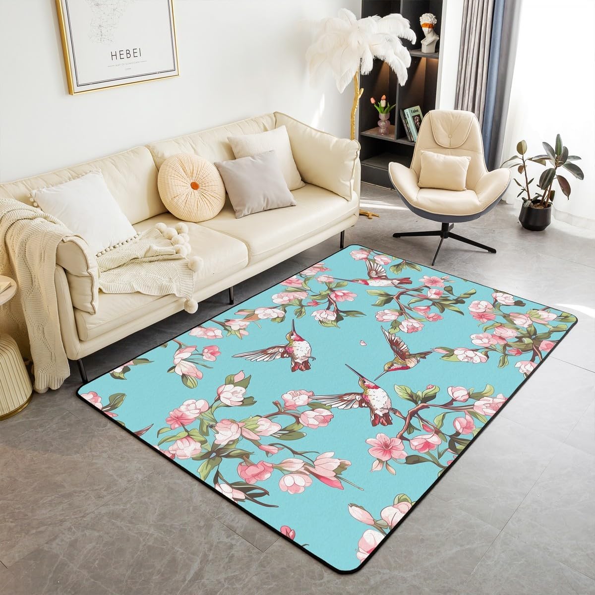 Erosebridal Galloping Horse Decorative Rug,Sunflowers Butterfly Non Slip Indoor Floor Mat for Boys Girls Kids,Western Cowboy Cowgirls Decorative Accent Rug 3x5,Farm Animals Carpet Room Decor