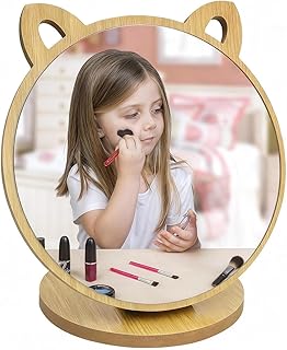 Comprar Orejas de Gato Redondas, Espejo de Mesa Madera, Makeup Mirror Ajuste Flexible, para Tocador, Dormitorio