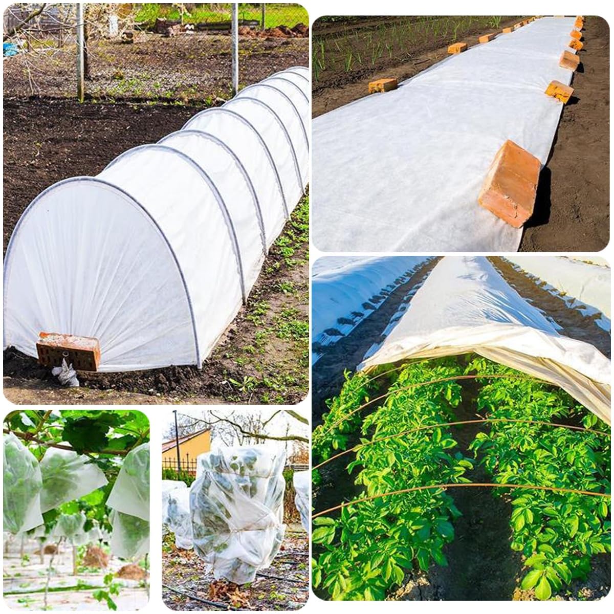 Genérico Protección contra heladas para Plantas de jardín, 30 g/m², Tela anticongelante para Plantas, Tela no Tejida, protección contra heladas de Plantas de Invierno(2,3x16m)